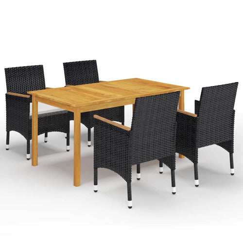 Set mobilier de grădină, 5 piese, negru