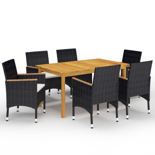 Set mobilier de grădină, 7 piese, negru