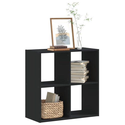 Bibliotecă, negru, 68,5x32x68,5 cm, lemn prelucrat