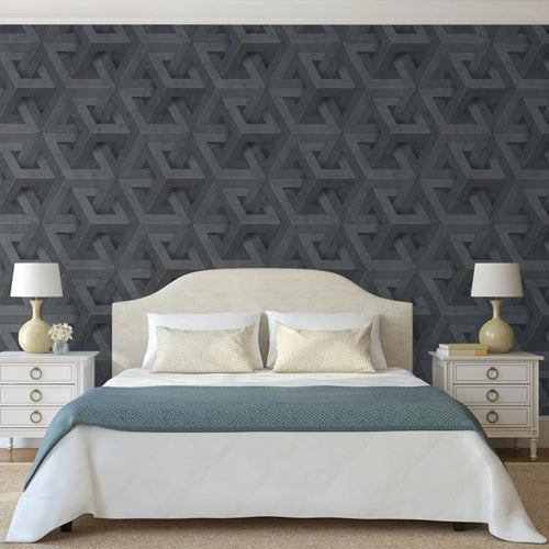 DUTCH WALLCOVERINGS Tapet „Onyx”, antracit și auriu Lando