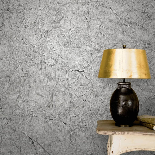 Noordwand Tapet „Vintage Deluxe Stucco Crackle”, gri metalizat Lando