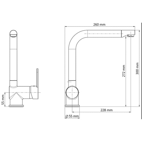 SCHÜTTE Baterie mixer de chiuvetă RIO, oțel inoxidabil și negru mat Lando