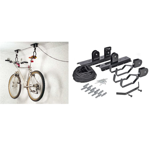 HI Sistem de ridicare pentru biciclete, negru, metal Lando