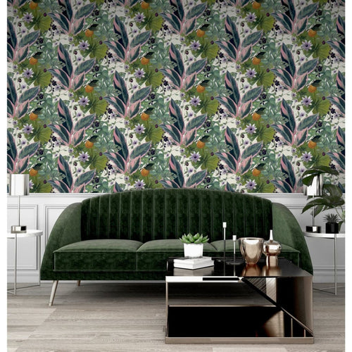 DUTCH WALLCOVERINGS Tapet "Passion Flower", alb și verde Lando