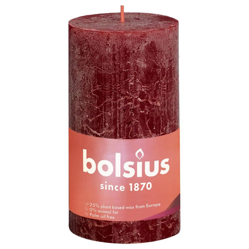 Bolsius Lumânări bloc rustice Shine, 4 buc., roșu catifelat, 130x68 mm Lando