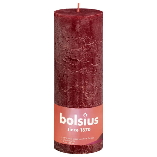 Bolsius Lumânări bloc rustice Shine, 4 buc., roșu catifelat, 190x68 mm Lando