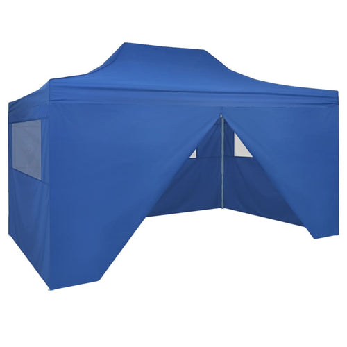 42512 Foldable Tent Pop-Up with 4 Side Walls 3x4,5 m Blue Lando