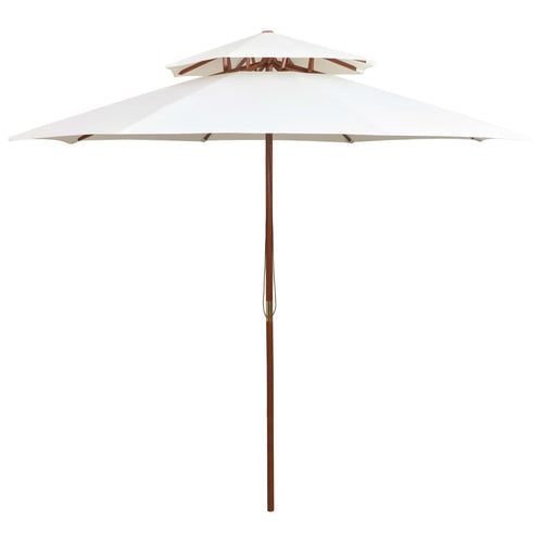 Umbrelă de soare dublă, 270x270 cm, stâlp de lemn, alb crem Lando