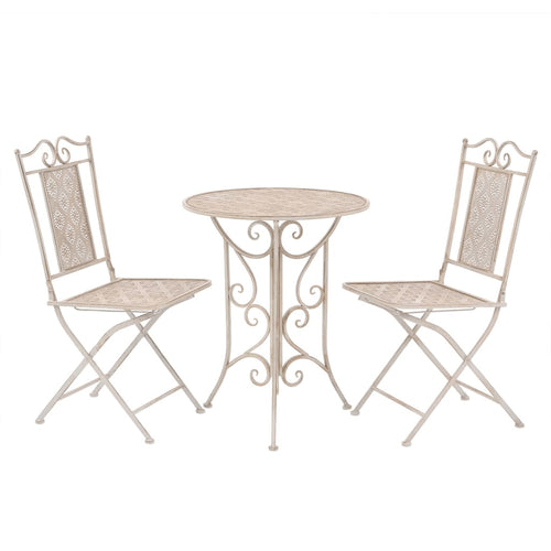 Set mobilier de bistro, 3 piese, alb, oțel Lando