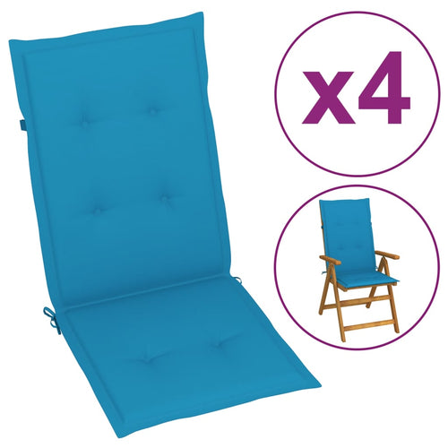 Perne scaun de grădină, 4 buc, albastru, 120x50x3 cm Lando