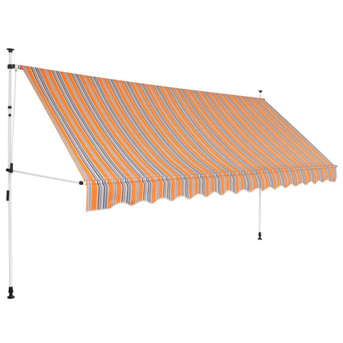 Copertină retractabilă manual, dungi galben și albastru, 350 cm Lando