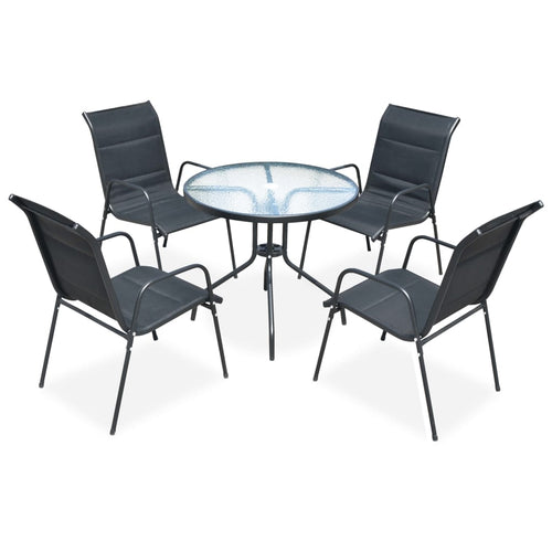 Set mobilier de exterior, 5 piese, negru, oțel Lando