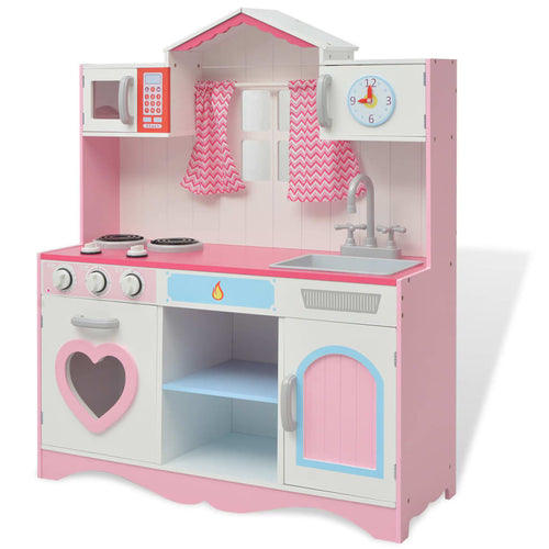 Bucătărie de jucărie din lemn 82 x 30 x 100 cm, roz și alb Lando