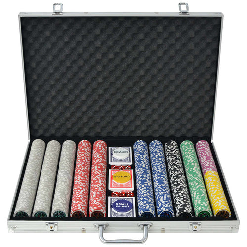 Set de poker cu 1000 de jetoane cu laser din aluminiu Lando