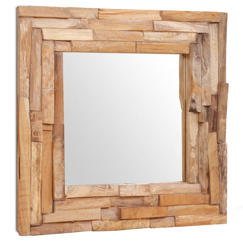 Oglindă decorativă din lemn de tec, 60 x 60 cm, pătrat Lando