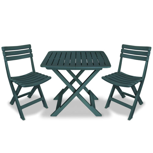 Set mobilier bistro pliabil, 3 piese, verde, plastic Lando