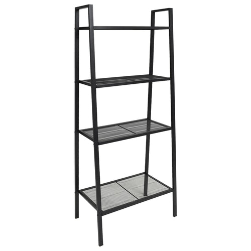 Bibliotecă tip scară, 4 trepte, metal, negru Lando