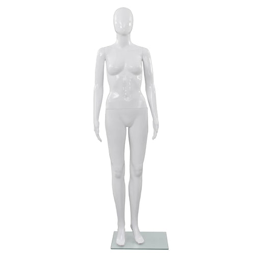 Corp manechin feminin, cu suport din sticlă, alb lucios, 175 cm Lando
