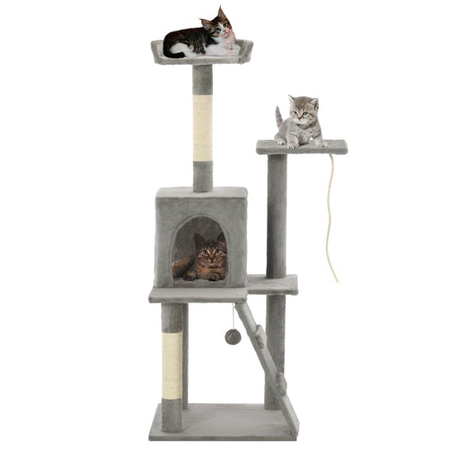 Ansamblu pisici, stâlpi cu funie de sisal, 120 cm, gri Lando