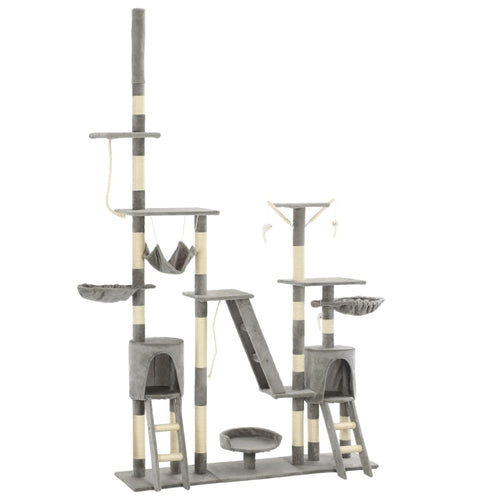 Ansamblu pentru pisici, stâlpi din funie sisal, 230-250 cm, gri Lando