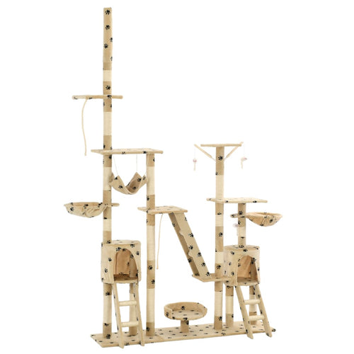 Ansamblu pisici cu funie sisal, 230-250 cm imprimeu lăbuțe, bej Lando