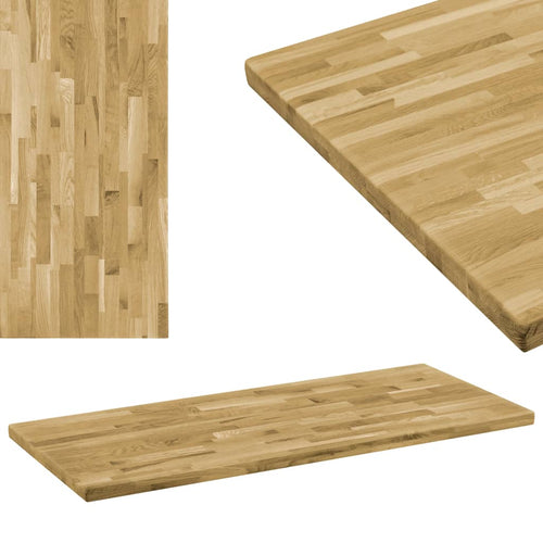 Blat masă, lemn masiv stejar, dreptunghiular, 44 mm, 100x60 cm