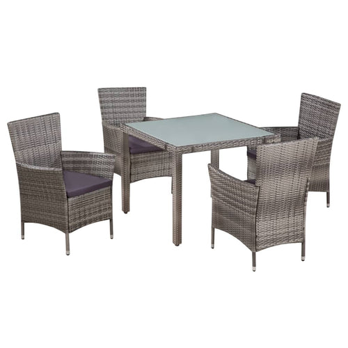 Set mobilier de exterior cu perne, 5 piese, gri, poliratan Lando