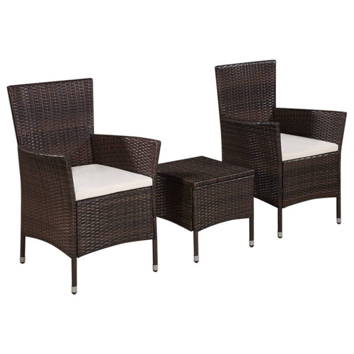 Set mobilier bistro, 3 piese, maro, poliratan Lando