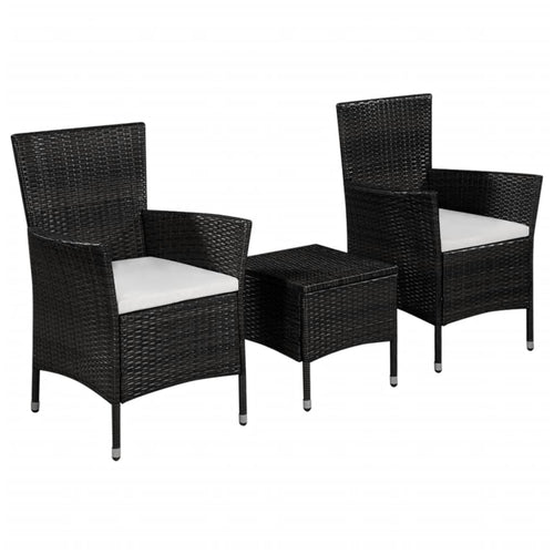 Set mobilier bistro, 3 piese, negru, poliratan Lando