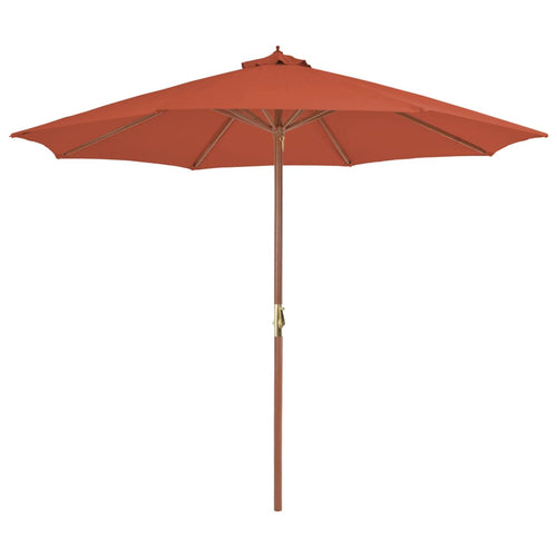 Umbrelă de exterior cu stâlp din lemn, 300 cm, teracotă Lando