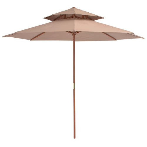 Umbrelă de soare dublă, stâlp din lemn, 270 cm, gri taupe Lando