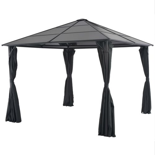 Pavilion cu perdea, negru, 3 x 3 m, aluminiu Lando