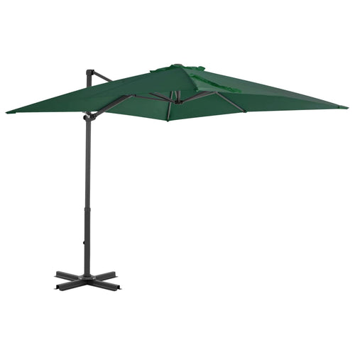 Umbrelă suspendată cu stâlp din aluminiu, verde, 250x250 cm Lando