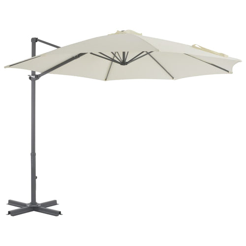 Umbrelă suspendată cu stâlp din aluminiu, nisipiu, 300 cm Lando