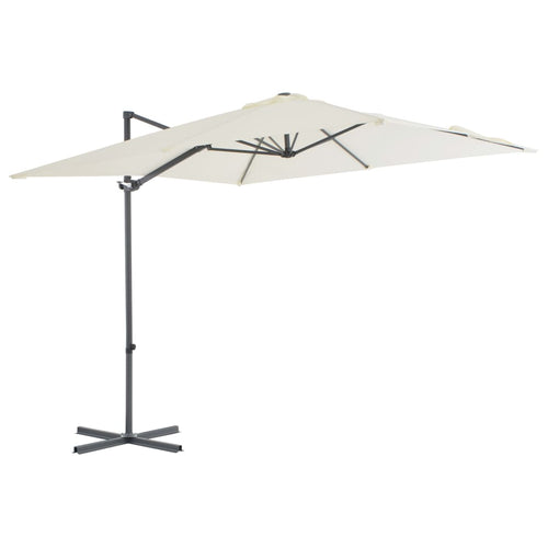 Umbrelă suspendată cu stâlp din oțel, nisipiu, 250 x 250 cm Lando