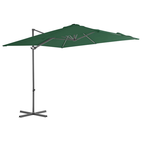 Umbrelă suspendată cu stâlp din oțel, verde, 250 x 250 cm Lando