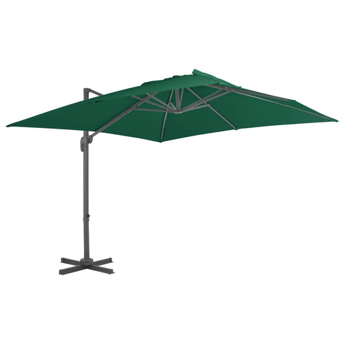 Umbrelă în consolă cu stâlp din aluminiu, verde, 300x300 cm Lando