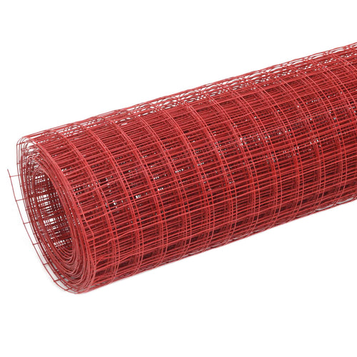 Plasă de sârmă găini, roșu, 25 x 1 m, oțel cu înveliș PVC Lando