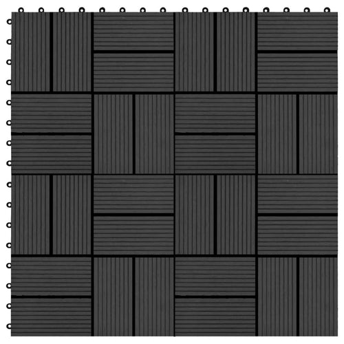 Plăci de pardoseală 11 buc, negru, 30 x 30 cm, WPC, 1 mp Lando