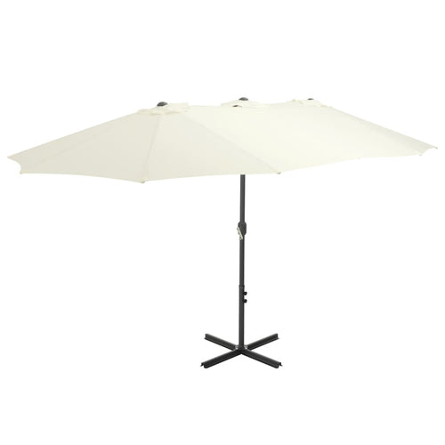 Umbrelă soare exterior, stâlp aluminiu, nisipiu, 460 x 270 cm Lando