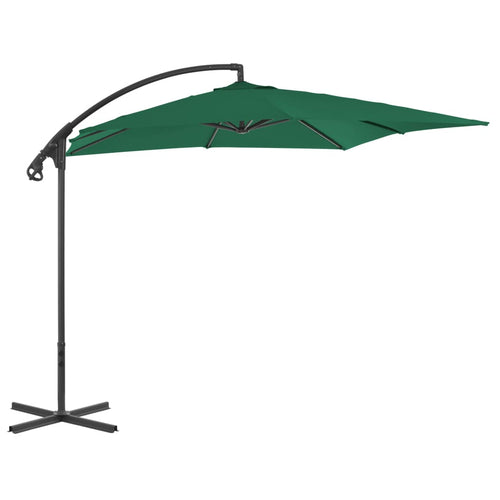 Umbrelă suspendată cu stâlp din oțel, verde, 250 x 250 cm Lando