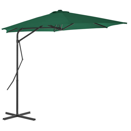 Umbrelă soare de exterior cu stâlp din oțel, verde, 300 cm Lando