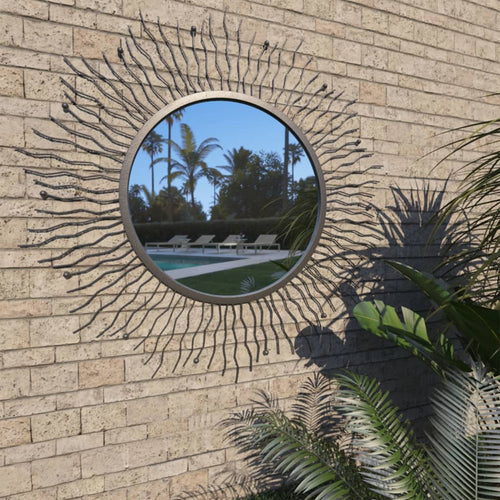 Oglindă de perete pentru grădină Sunburst, negru, 80 cm Lando