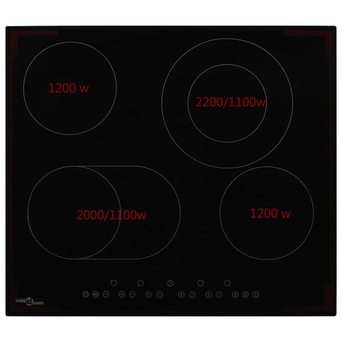 Plită ceramică cu 4 arzătoare, control tactil, 6600 W Lando