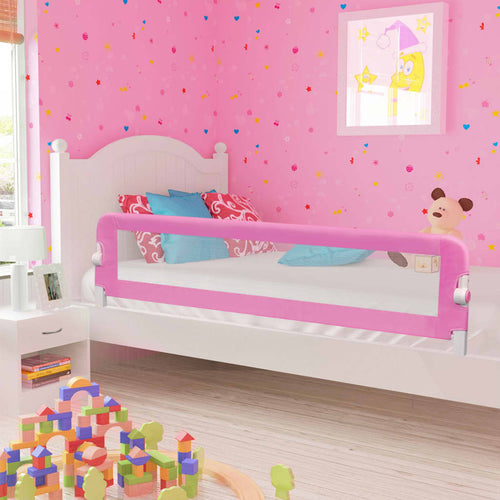 Balustradă de protecție pat copii, roz, 180x42 cm, poliester Lando