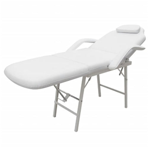 Scaun tratament facial, piele artificială, 185x78x76 cm, alb Lando