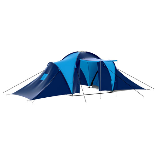 Cort camping textil, 9 persoane, albastru închis și albastru Lando