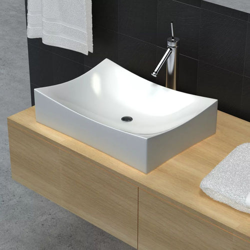 Chiuvetă din ceramică pentru baie high gloss, Alb Lando