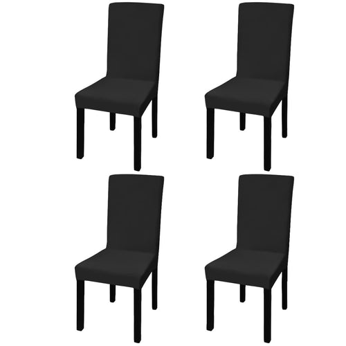 Huse de scaun elastice drepte, 4 buc., negru Lando
