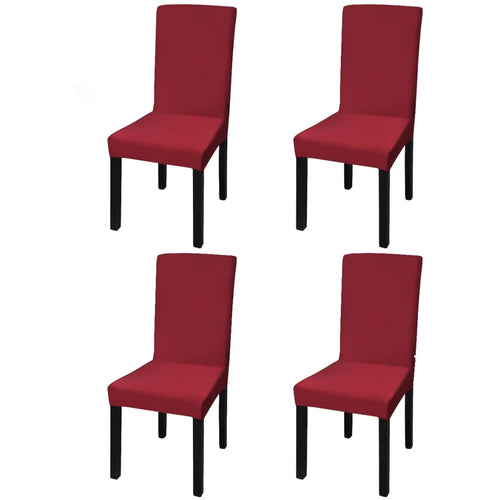 Huse de scaun elastice drepte, 4 buc., roșu bordo Lando